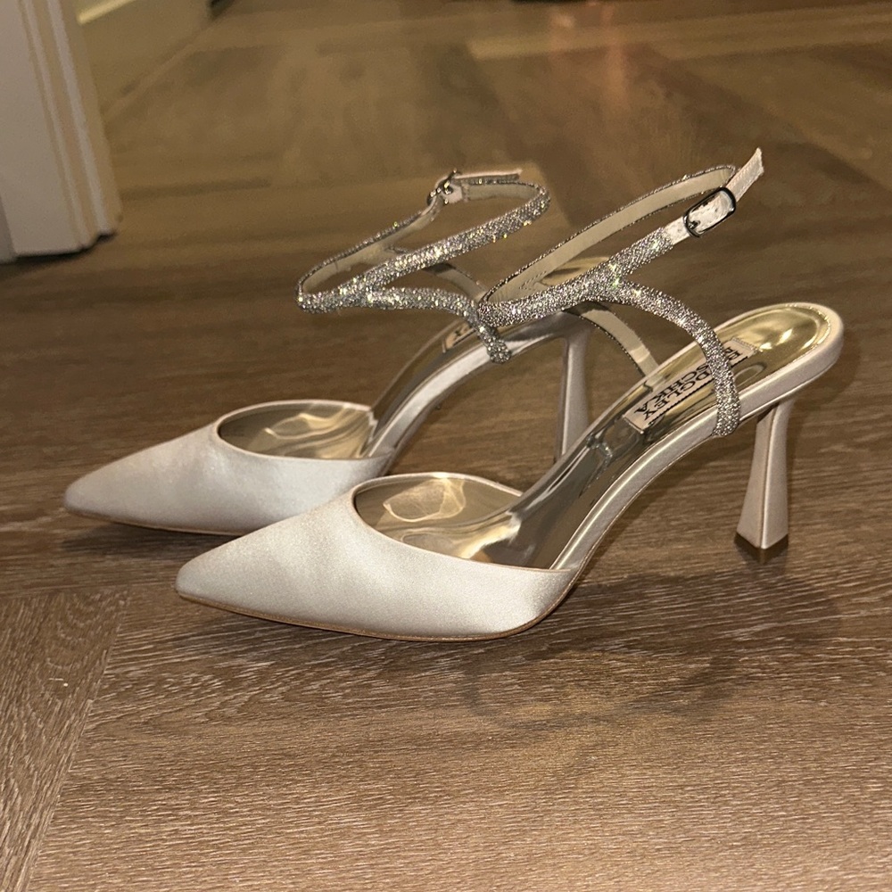 Badgley Mischka Satin and Silver Heels